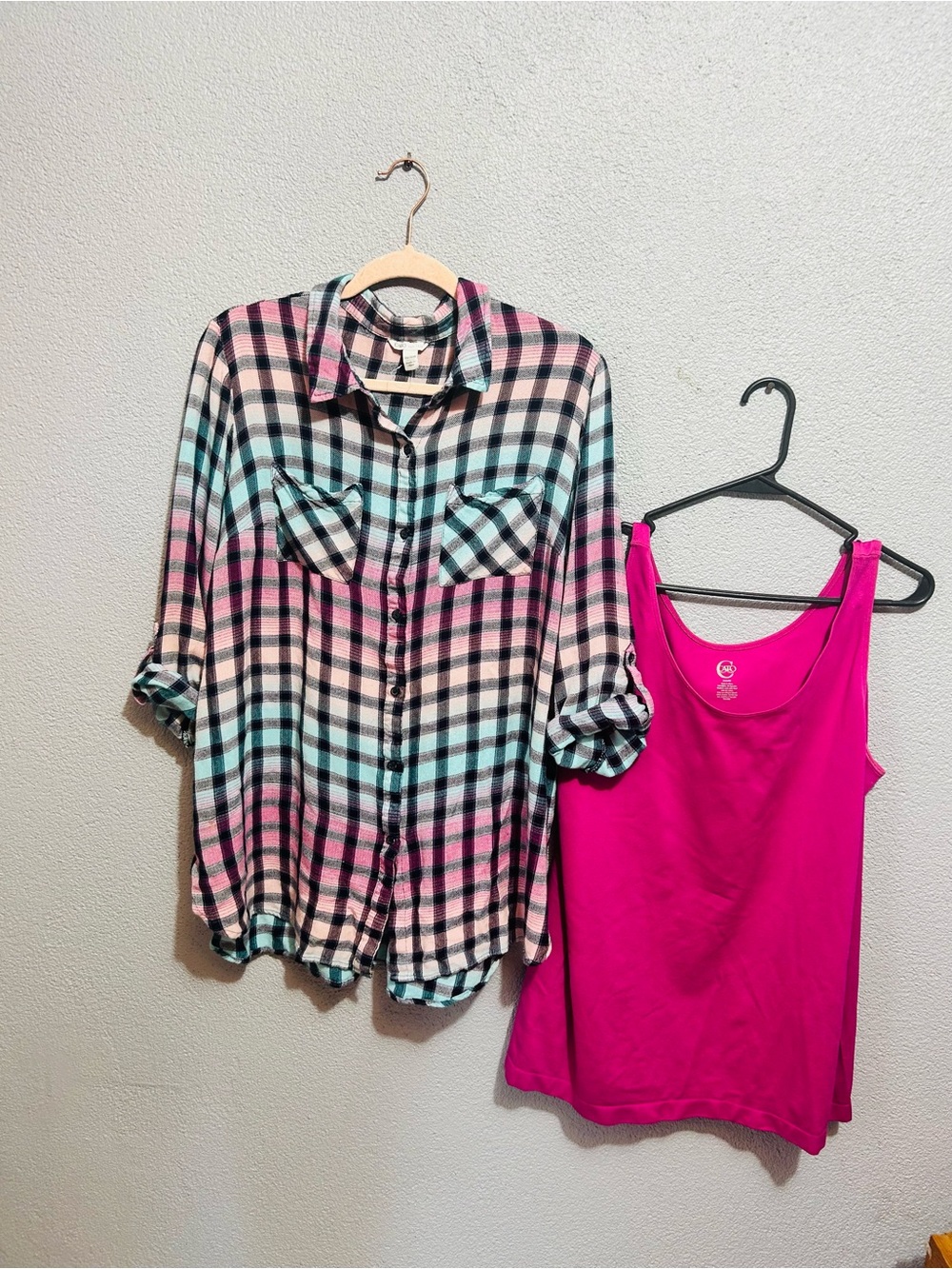 Flannel tunic top with matching cami size 2x or 18/20